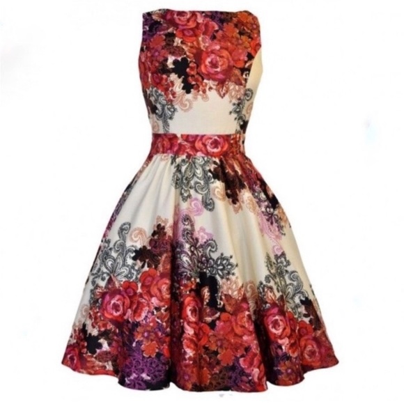 Lady Vintage Tea Dress Hepburn Dress Voluptuous Phoebe Dress  retro - Picture 6 of 16